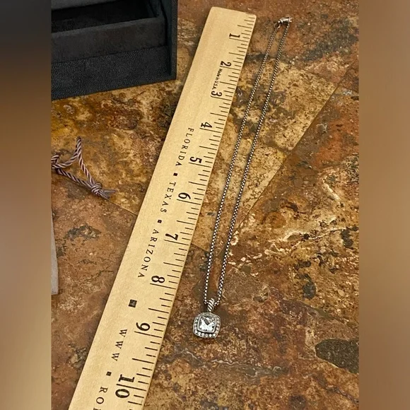 Authentic David Yurman Petite Albion White Topaz Diamond Sterling Necklace 🤍🩶🌻 - Picture 12 of 14